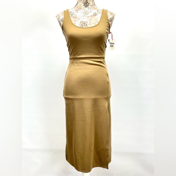 OPEN EDIT Khaki tank scoop neck bodycon midi dress size XS.‎ - Picture 4 of 16